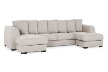 Optus 4-seters U-formet Sofa med Dobbeldivan i Stoff inkl. Pynteputer - Beige - Møbler - Sofaer - U-sofa