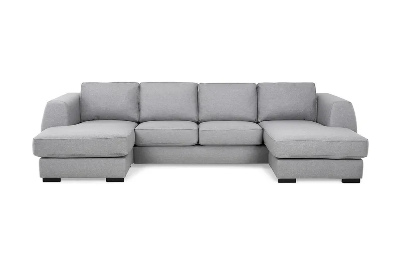 Optus 4-seters U-formet Sofa med Dobbeldivan i Stoff, Lys grå