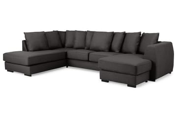 Optus 4-seters Venstrevendt U-formet Sofa med Divan og Sjeselong i Stoff inkl. Pynteputer - Mørk grå - Møbler - Sofaer - U-sofa