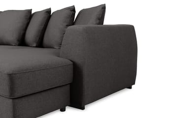 Optus 4-seters Venstrevendt U-formet Sofa med Divan og Sjeselong i Stoff inkl. Pynteputer - Mørk grå - Møbler - Sofaer - U-sofa