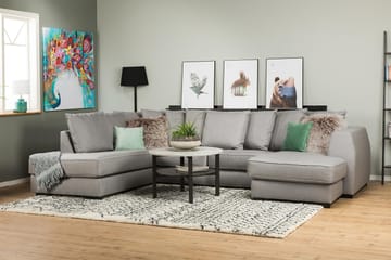 Optus 4-seters Venstrevendt U-formet Sofa med Divan og Sjeselong i Stoff inkl. Pynteputer - Lys grå - Møbler - Sofaer - U-sofa