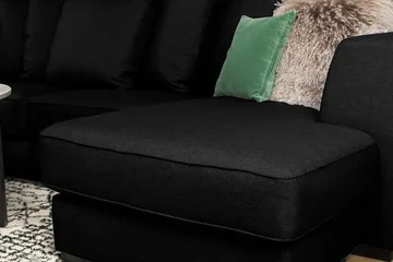Optus 4-seters Venstrevendt U-formet Sofa med Divan og Sjeselong i Stoff inkl. Pynteputer - Svart - Møbler - Sofaer - U-sofa