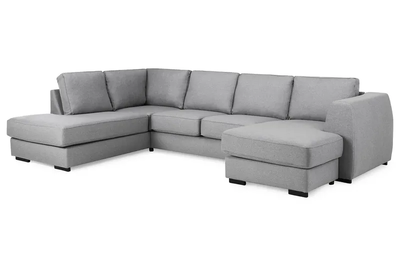 Optus 4-seters Venstrevendt U-formet Sofa med Divan og Sjeselong i Stoff - Lys grå - Møbler - Sofaer - Sofaer med sjeselong - 4 seters sofa med divan