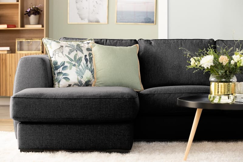 Optus 4-seters Venstrevendt U-formet Sofa med Divan og Sjeselong i Stoff - Mørk grå - Møbler - Sofaer - U-sofa