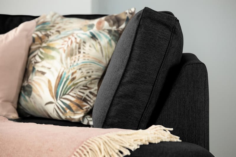 Optus 4-seters Venstrevendt U-formet Sofa med Divan og Sjeselong i Stoff - Svart - Møbler - Sofaer - U-sofa