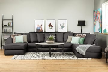 Optus 6-seters Høyrevendt U-formet Large Sofa med Divan og Sjeselong i Stoff inkl. Pynteputer - Mørk grå - Møbler - Sofaer - U-sofa