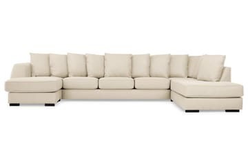 Optus 6-seters Høyrevendt U-formet Large Sofa med Divan og Sjeselong i Stoff inkl. Pynteputer - Beige - Møbler - Sofaer - U-sofa