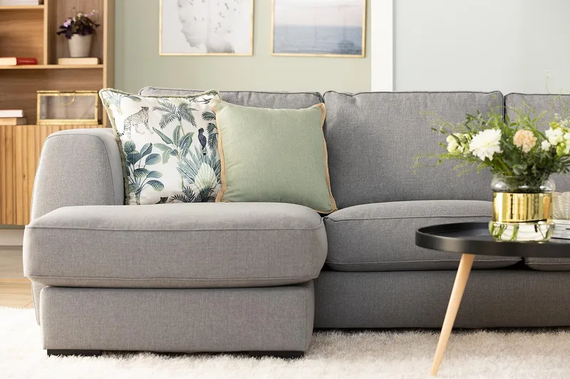 Optus 6-seters Høyrevendt U-formet Large Sofa med Divan og Sjeselong i Stoff - Lys grå - Møbler - Sofaer - U-sofa