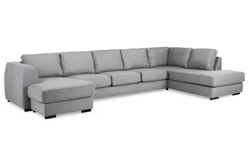 Optus 6-seters Høyrevendt U-formet Large Sofa med Divan og Sjeselong i Stoff - Lys grå - Møbler - Sofaer - U-sofa