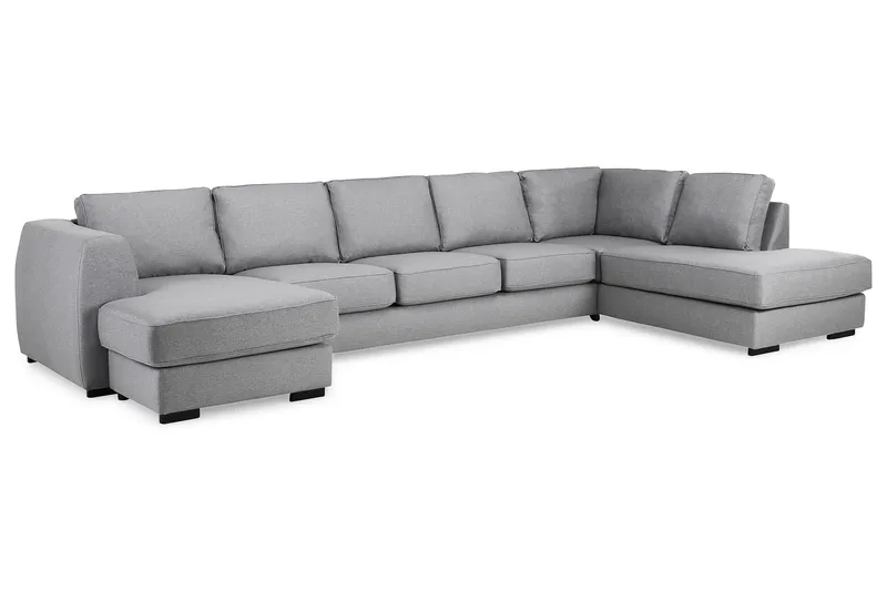 Optus 6-seters Høyrevendt U-formet Large Sofa med Divan og Sjeselong i Stoff - Lys grå - Møbler - Sofaer - U-sofa