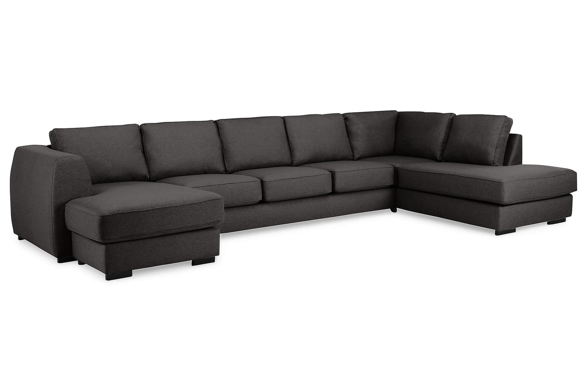 Optus 6-seters Høyrevendt U-formet Large Sofa med Divan og Sjeselong i Stoff - Mørk grå - Møbler - Sofaer - U-sofa