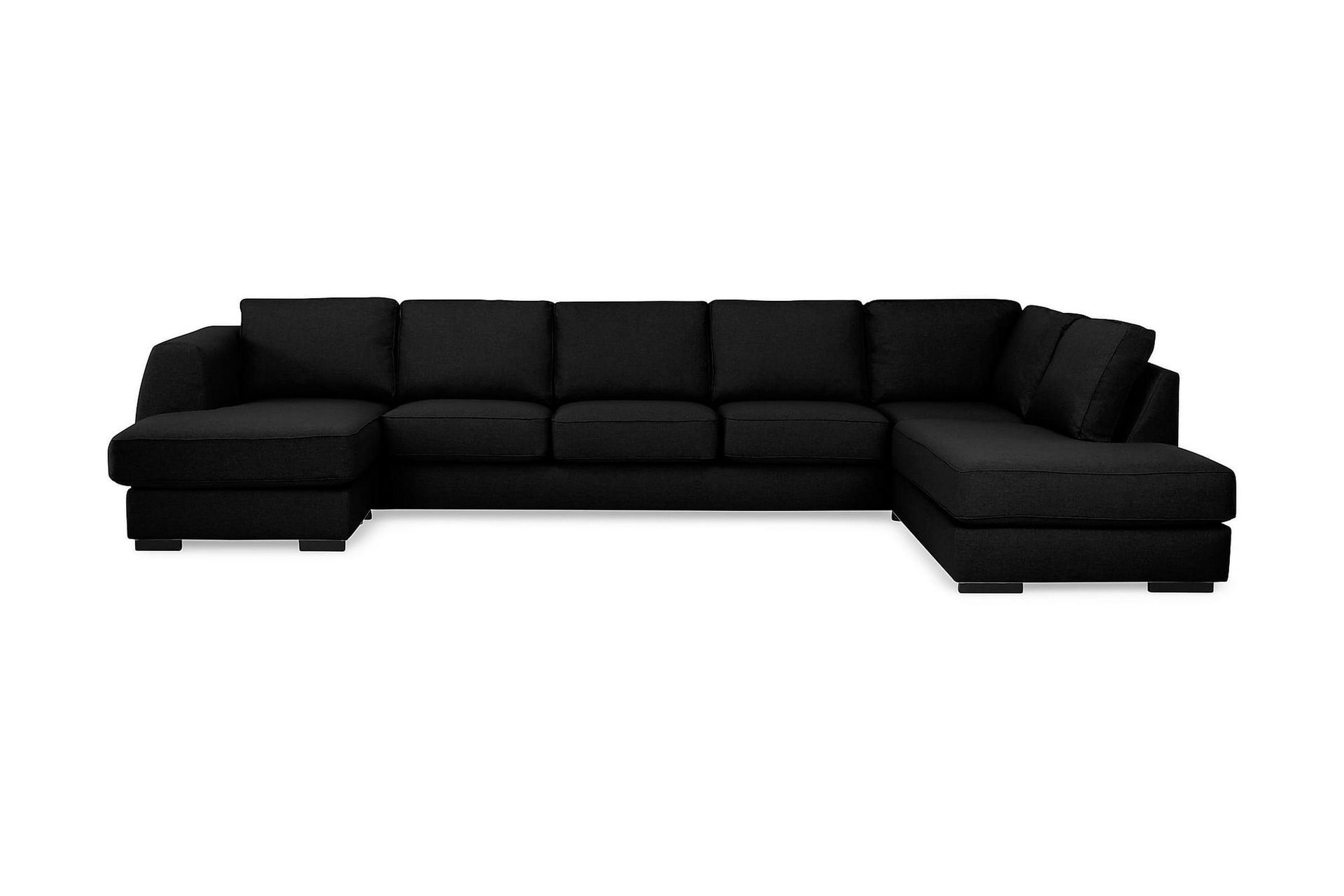 Optus 6-seters Høyrevendt U-formet Large Sofa med Divan og Sjeselong i Stoff - Svart - Møbler - Sofaer - U-sofa