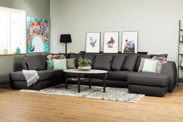 Optus 6-seters Venstrevendt U-formet Large Sofa med Divan og Sjeselong i Stoff inkl. Pynteputer - Mørk grå - Møbler - Sofaer - U-sofa