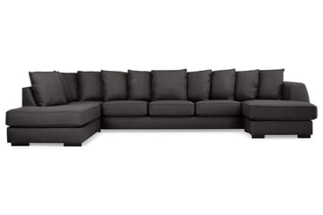 Optus 6-seters Venstrevendt U-formet Large Sofa med Divan og Sjeselong i Stoff inkl. Pynteputer - Mørk grå - Møbler - Sofaer - U-sofa