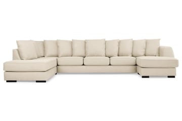Optus 6-seters Venstrevendt U-formet Large Sofa med Divan og Sjeselong i Stoff inkl. Pynteputer - Beige - Møbler - Sofaer - U-sofa
