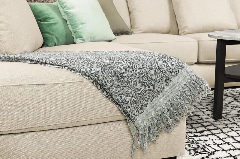 Optus 6-seters Venstrevendt U-formet Large Sofa med Divan og Sjeselong i Stoff inkl. Pynteputer - Beige - Møbler - Sofaer - U-sofa