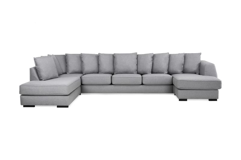 Optus 6-seters Venstrevendt U-formet Large Sofa med Divan og Sjeselong i Stoff inkl. Pynteputer - Lys grå - Møbler - Sofaer - U-sofa