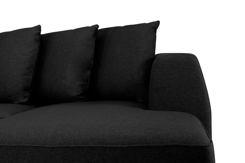 Optus 6-seters Venstrevendt U-formet Large Sofa med Divan og Sjeselong i Stoff inkl. Pynteputer - Svart - Møbler - Sofaer - U-sofa