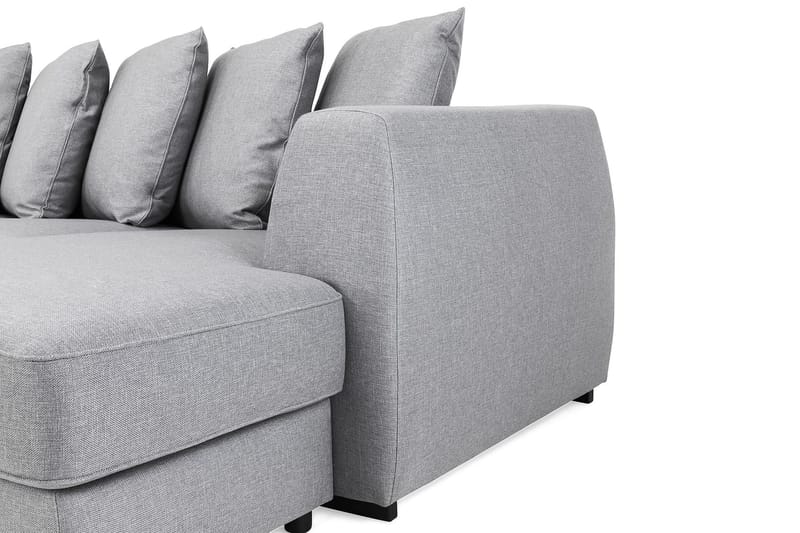 Optus 6-seters Venstrevendt U-formet Large Sofa med Divan og Sjeselong i Stoff inkl. Pynteputer - Lys grå - Møbler - Sofaer - U-sofa