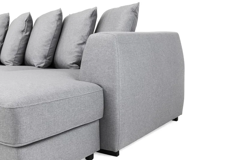 Optus 6-seters Venstrevendt U-formet Large Sofa med Divan og Sjeselong i Stoff inkl. Pynteputer - Lys grå - Møbler - Sofaer - U-sofa