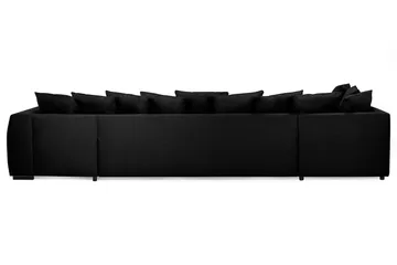 Optus 6-seters Venstrevendt U-formet Large Sofa med Divan og Sjeselong i Stoff inkl. Pynteputer - Svart - Møbler - Sofaer - U-sofa