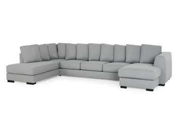 Optus 6-seters Venstrevendt U-formet Large Sofa med Divan og Sjeselong i Stoff inkl. Pynteputer - Lys grå - Møbler - Sofaer - U-sofa