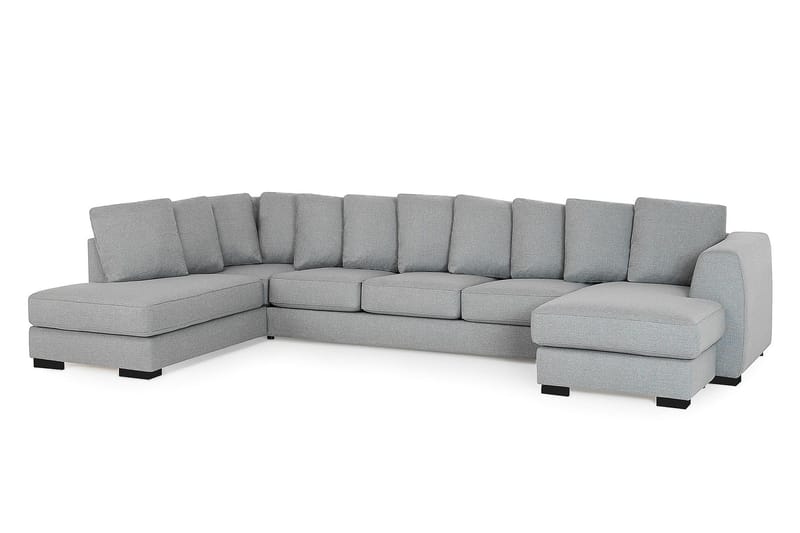 Optus 6-seters Venstrevendt U-formet Large Sofa med Divan og Sjeselong i Stoff inkl. Pynteputer - Lys grå - Møbler - Sofaer - U-sofa