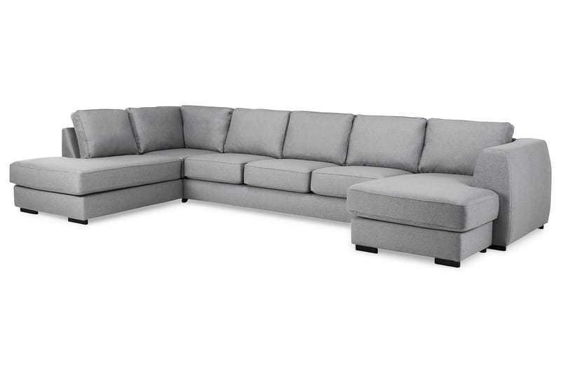 Optus 6-seters Venstrevendt U-formet Large Sofa med Divan og Sjeselong i Stoff - Lys grå - Møbler - Sofaer - U-sofa