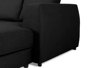 Optus 6-seters Venstrevendt U-formet Large Sofa med Divan og Sjeselong i Stoff - Svart - Møbler - Sofaer - U-sofa