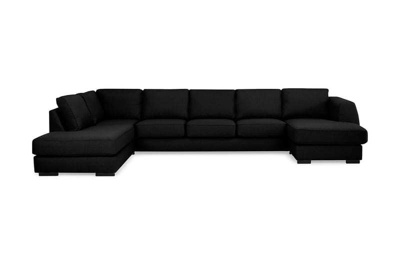 Optus 6-seters Venstrevendt U-formet Large Sofa med Divan og Sjeselong i Stoff, Svart