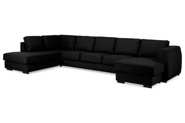 Optus 6-seters Venstrevendt U-formet Large Sofa med Divan og Sjeselong i Stoff - Svart - Møbler - Sofaer - U-sofa