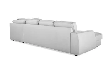 Optus Lyx 4-seters Høyrevendt U-formet Sofa med Divan og Sjeselong i Stoff - Grå - Møbler - Sofaer - U-sofa