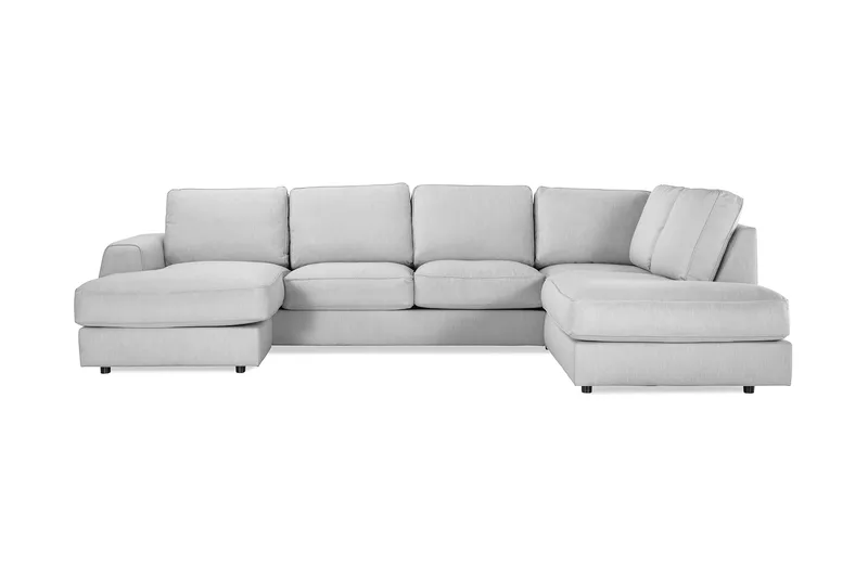 Optus Lyx 4-seters Høyrevendt U-formet Sofa med Divan og Sjeselong i Stoff, Grå