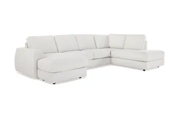 Optus Lyx 4-seters Høyrevendt U-formet Sofa med Divan og Sjeselong i Stoff - Lys grå - Møbler - Sofaer - U-sofa