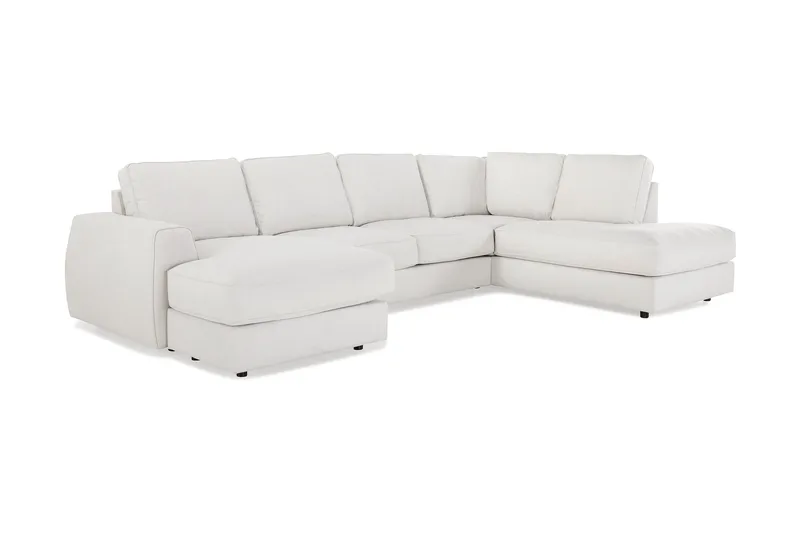 Optus Lyx 4-seters Høyrevendt U-formet Sofa med Divan og Sjeselong i Stoff - Lys grå - Møbler - Sofaer - U-sofa