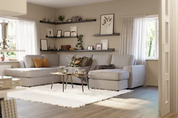 Optus Lyx 4-seters Venstrevendt U-formet Sofa med Divan og Sjeselong i Stoff - Grå - Møbler - Sofaer - U-sofa