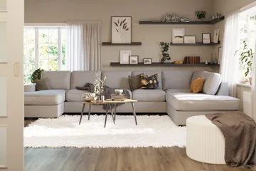 Optus Lyx 6-seters Høyrevendt U-formet Large Sofa med Divan og Sjeselong i Stoff - Grå - Møbler - Sofaer - U-sofa