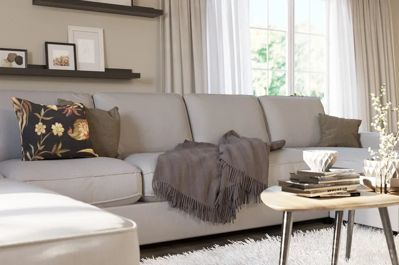 Optus Lyx 6-seters Venstrevendt U-formet Large Sofa med Divan og Sjeselong i Stoff - Grå - Møbler - Sofaer - U-sofa