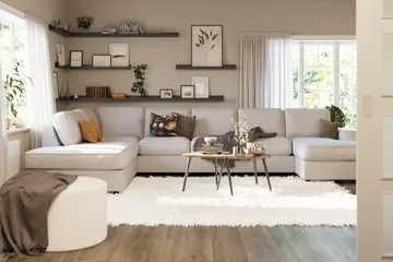 Optus Lyx 6-seters Venstrevendt U-formet Large Sofa med Divan og Sjeselong i Stoff - Lys grå - Møbler - Sofaer - U-sofa