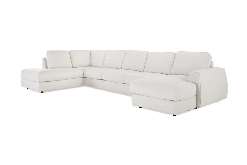 Optus Lyx 6-seters Venstrevendt U-formet Large Sofa med Divan og Sjeselong i Stoff - Lys grå - Møbler - Sofaer - U-sofa