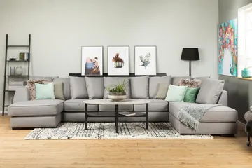 Optus U-sofa Large med Divan Venstre inkl. Konvoluttputer - Lysegrå - Møbler - Sofaer - U-sofa