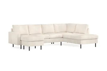 Peppe 4-seters Høyrevendt U-formet Sofa med Divan og Sjeselong i Manchester - Beige - Møbler - Sofaer - U-sofa
