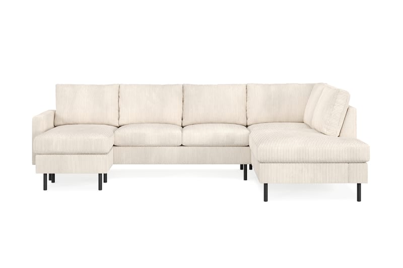 Peppe 4-seters Høyrevendt U-formet Sofa med Divan og Sjeselong i Manchester - Beige - Møbler - Sofaer - U-sofa