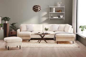 Peppe 4-seters Høyrevendt U-formet Sofa med Divan og Sjeselong i Manchester - Beige - Møbler - Sofaer - U-sofa