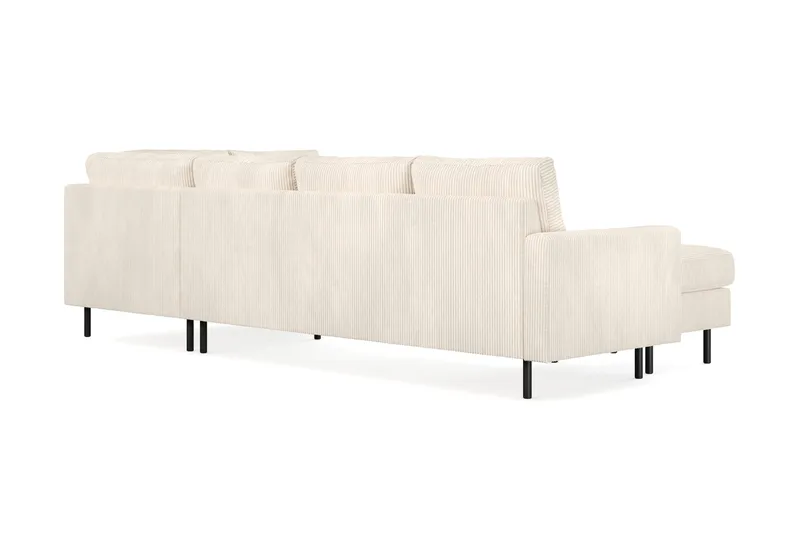 Peppe 4-seters Høyrevendt U-formet Sofa med Divan og Sjeselong i Manchester - Beige - Møbler - Sofaer - U-sofa