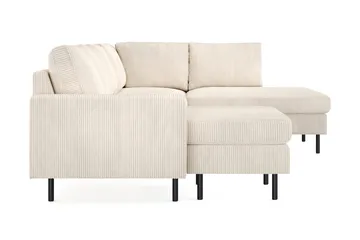 Peppe 4-seters Høyrevendt U-formet Sofa med Divan og Sjeselong i Manchester - Beige - Møbler - Sofaer - U-sofa
