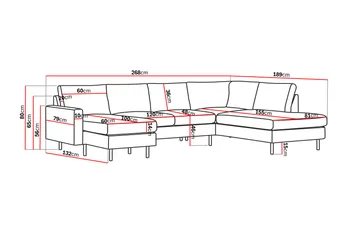 Peppe 4-seters Høyrevendt U-formet Sofa med Divan og Sjeselong i Manchester - Beige - Møbler - Sofaer - U-sofa