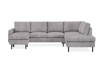 Peppe 4-seters Høyrevendt U-formet Sofa med Divan og Sjeselong i Manchester - Mørk grå - Møbler - Sofaer - U-sofa