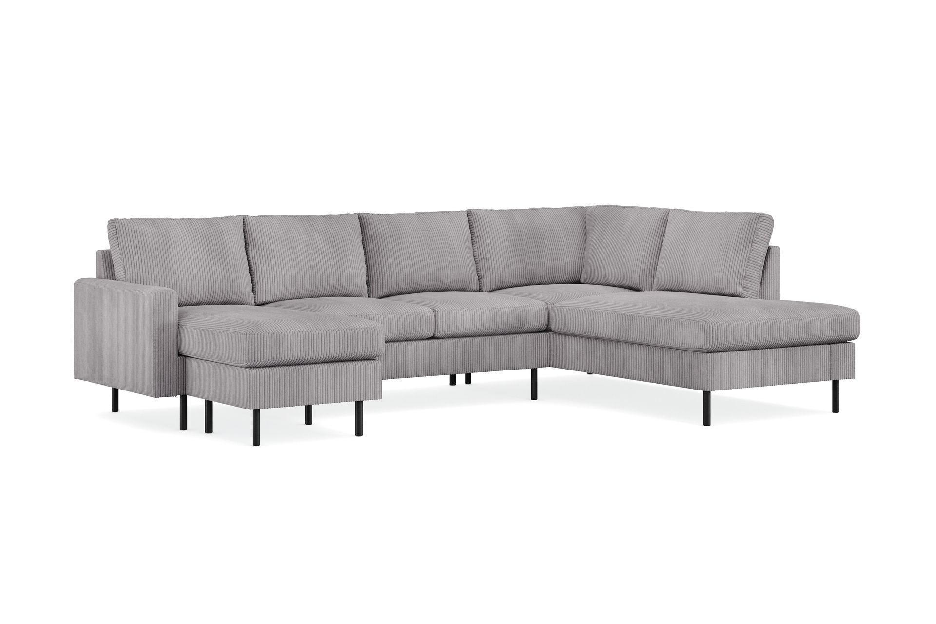 Peppe 4-seters Høyrevendt U-formet Sofa med Divan og Sjeselong i Manchester - Mørk grå - Møbler - Sofaer - U-sofa