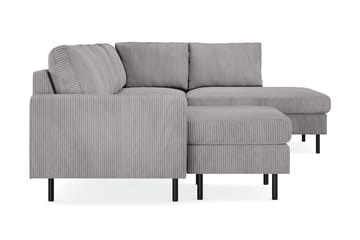 Peppe 4-seters Høyrevendt U-formet Sofa med Divan og Sjeselong i Manchester - Mørk grå - Møbler - Sofaer - U-sofa